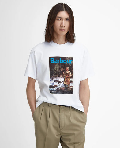 Barbour T-Shirt da Uomo manica corta Mortt Os Graphic Bianca