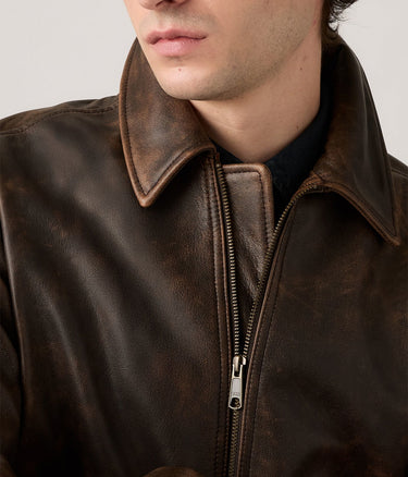 Levi's Giacca in pelle stile aviatore Clayton marrone