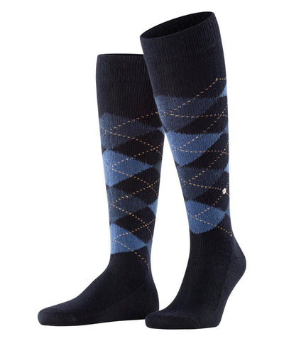Burlington Preston Gambaletti da uomo con Fantasia Argyle a Rombi Preston blu scuro