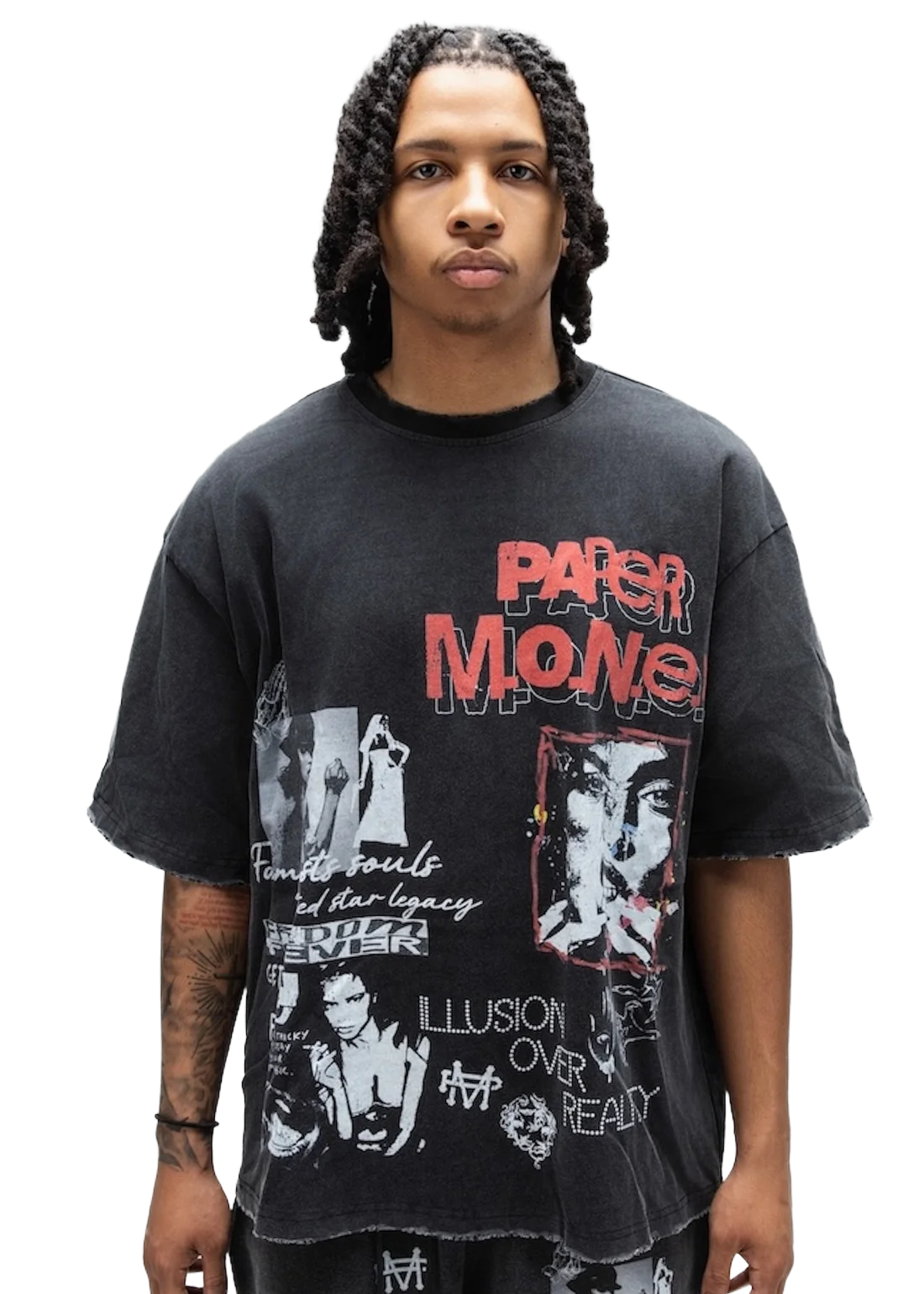 Paper Money T-Shirt da uomo manica corta Illusion nera