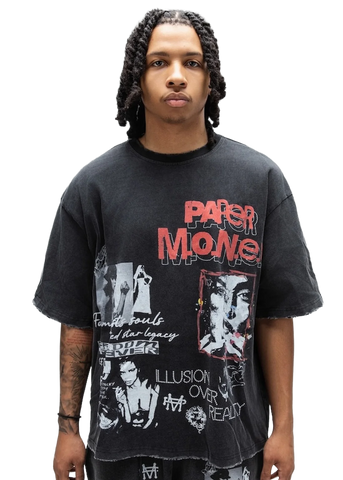 Paper Money T-Shirt da uomo manica corta Illusion nera