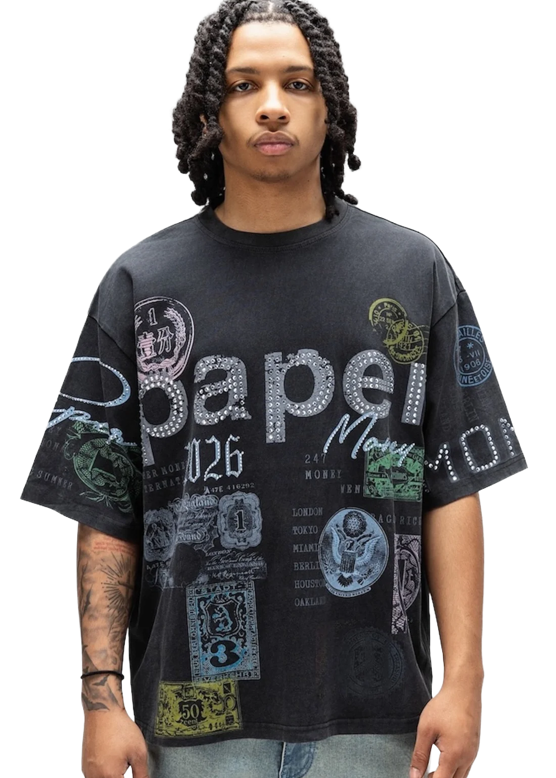 Paper Money T-Shirt da uomo manica corta Dreamers nera