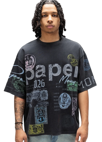 Paper Money T-Shirt da uomo manica corta Dreamers nera