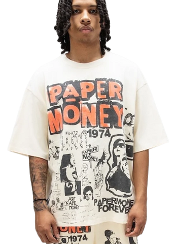 Paper Money T-Shirt da uomo manica corta Forever  panna