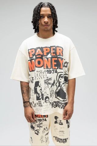 Paper Money T-Shirt da uomo manica corta Forever  panna
