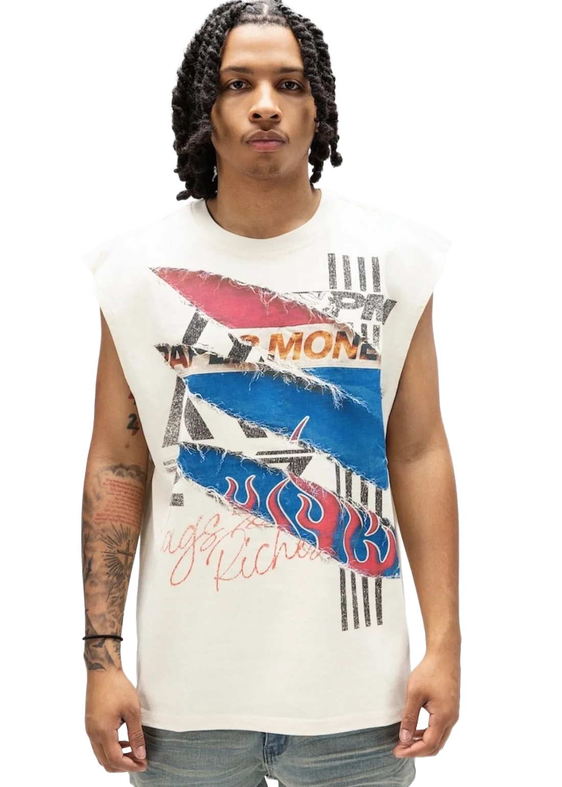 Paper Money T-Shirt smanicata da uomo Counterfei panna