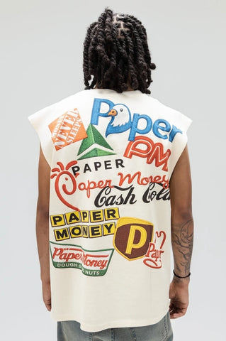 Paper Money T-Shirt smanicata da uomo Counterfei panna