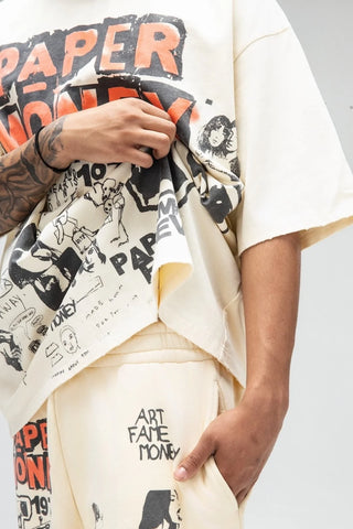 Paper Money T-Shirt da uomo manica corta Forever  panna