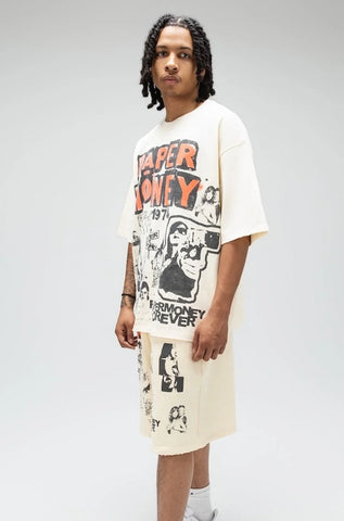 Paper Money T-Shirt da uomo manica corta Forever  panna