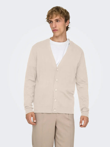 Only & Sons Cardigan con bottoni da uomo Wyler beige