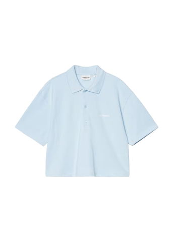 Carhartt Women's Short Sleeve Script Polo Sky Blue