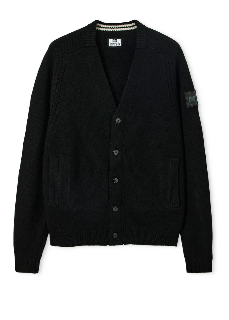 Weekend Offender Cardigan in lana da uomo Lauda nero