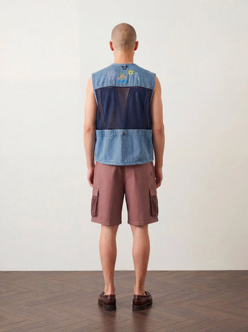Pas De Mer Giacca smanicata in jeans da uomo Postcard blue