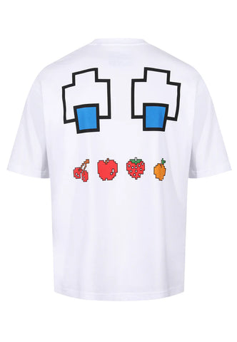 ReCovered T-Shirt da uomo manica corta Pac man bianca