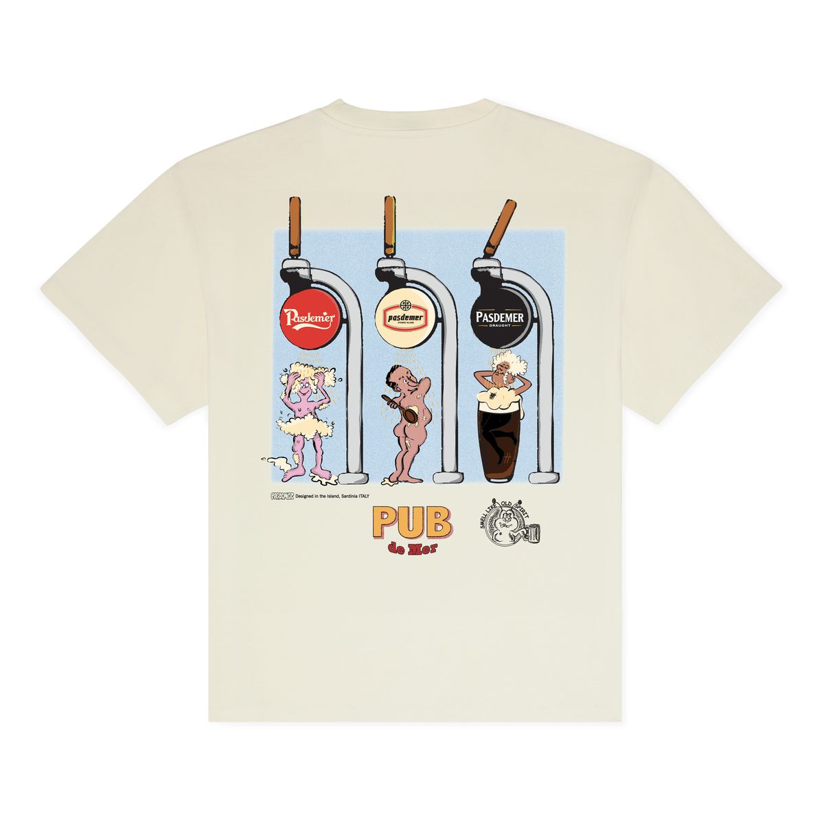 Pas De Mer T-Shirt da uomo manica corta Pub panna