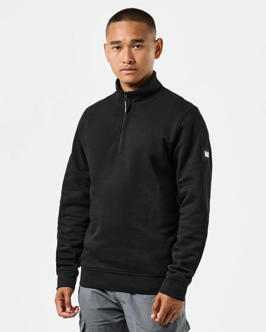 Weekend Offender Kraviz Herren-Sweatshirt mit halbem Reißverschluss in Schwarz