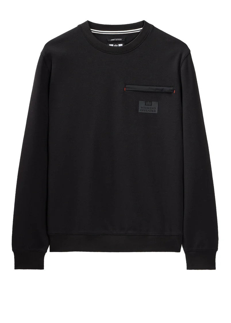 Weekend Offender Paraiso Herren-Sweatshirt mit Rundhalsausschnitt in Schwarz