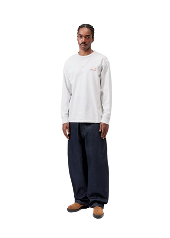 Carhartt Wip Men's Long Sleeve American Script T-Shirt Light Grey