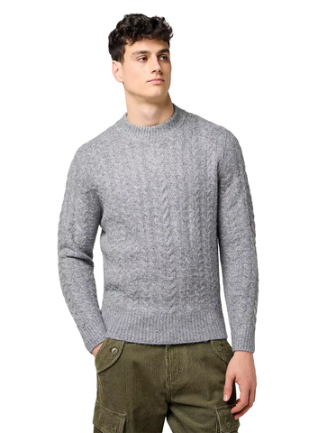 Wrangler Men's Grey Cable Wool Blend Sweater