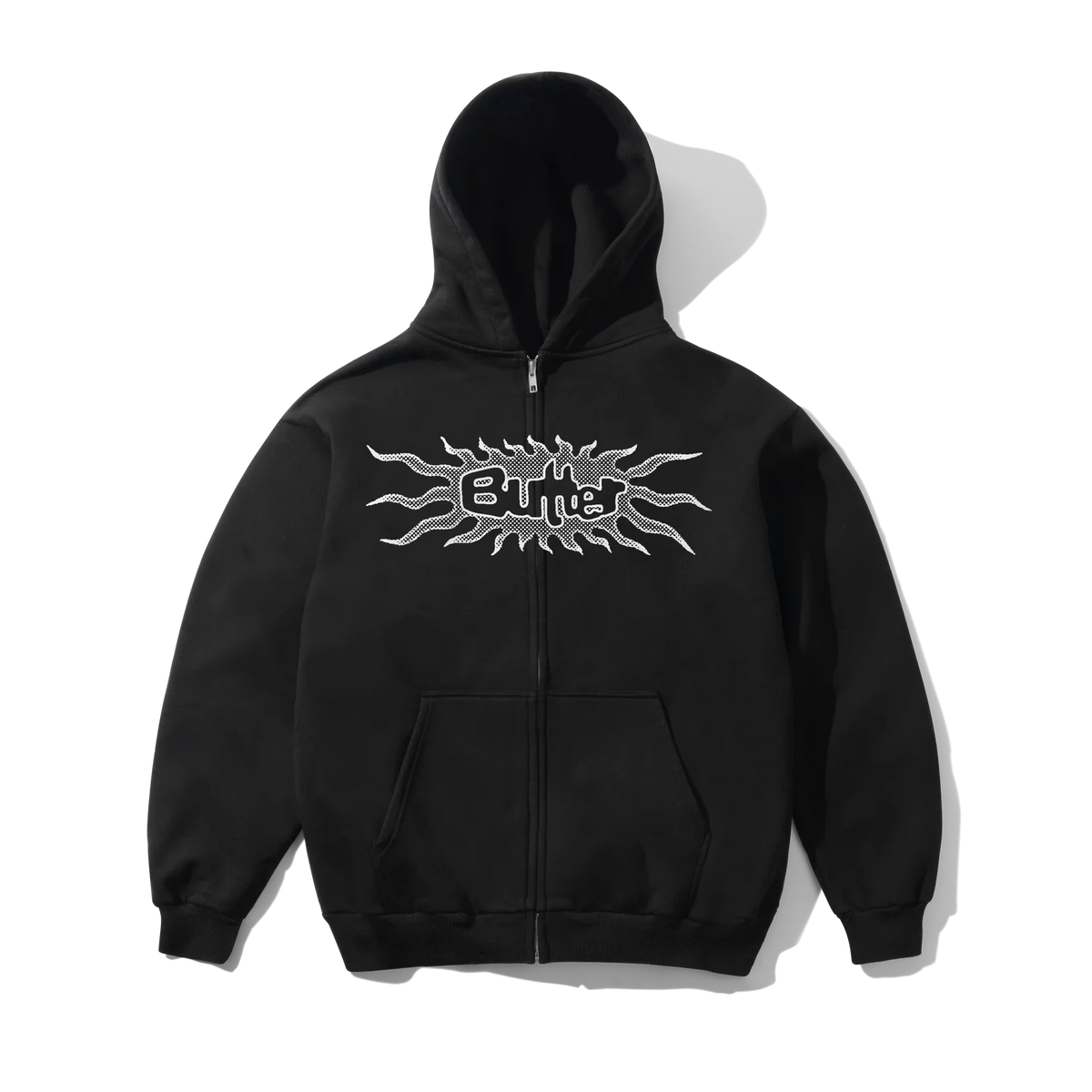 Buttergoods Felpa da uomo con zip Solar Zip-Thru nera