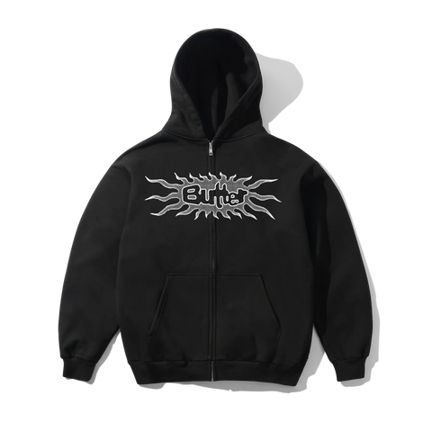 Buttergoods Felpa da uomo con zip Solar Zip-Thru nera