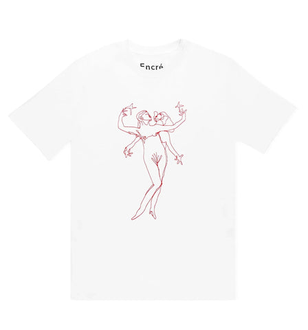 Encrè T-Shirt ricamata manica corta unisex Danseuse Etoile bianca