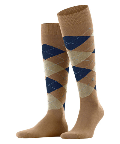 Burlington Gambaletti da uomo in Cotone Biologico con Fantasia Argyle King