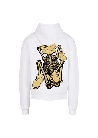 Wasabi Felpa da uomo con cappuccio Skeleton Kaws bianca