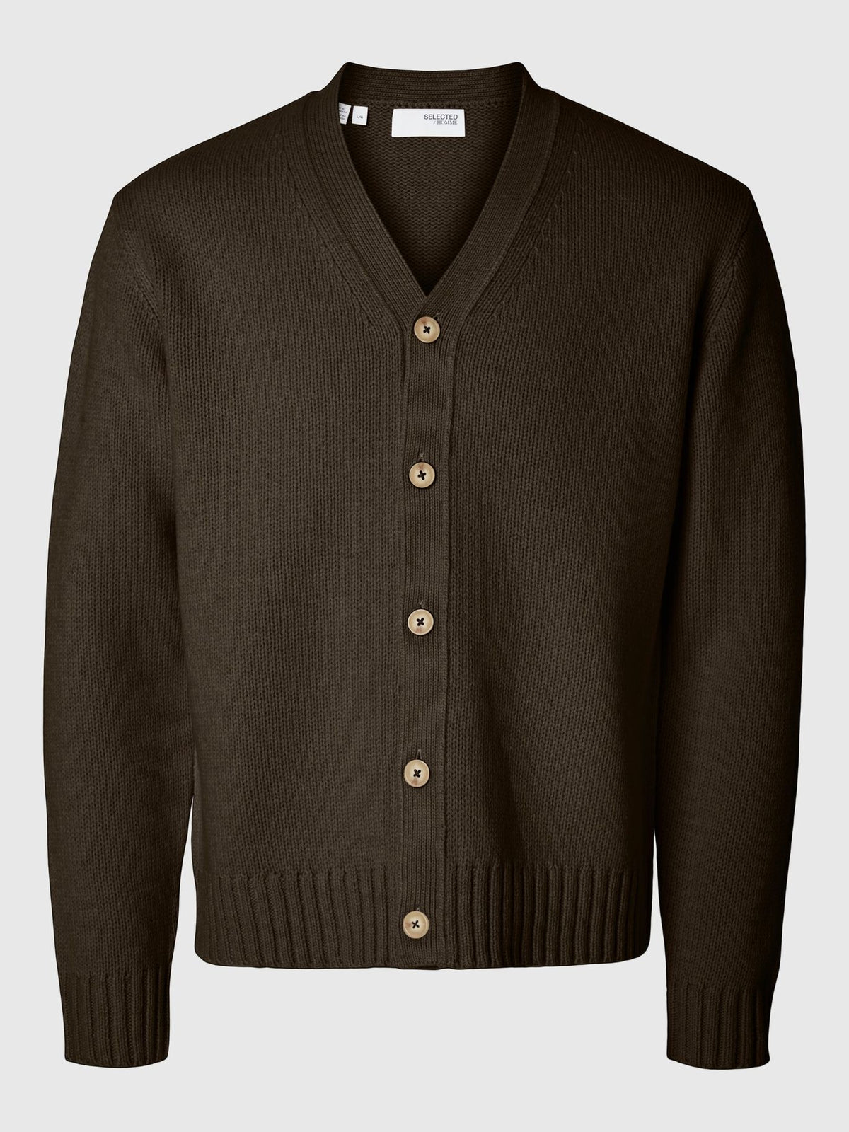 Selected Maglia in lana da uomo Cardigan marrone