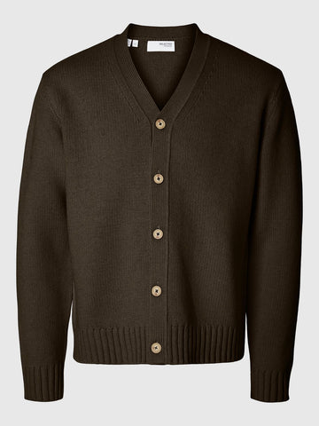 Selected Maglia in lana da uomo Cardigan marrone