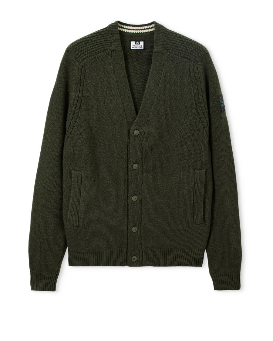 Weekend Offender Cardigan in lana da uomo Lauda verde