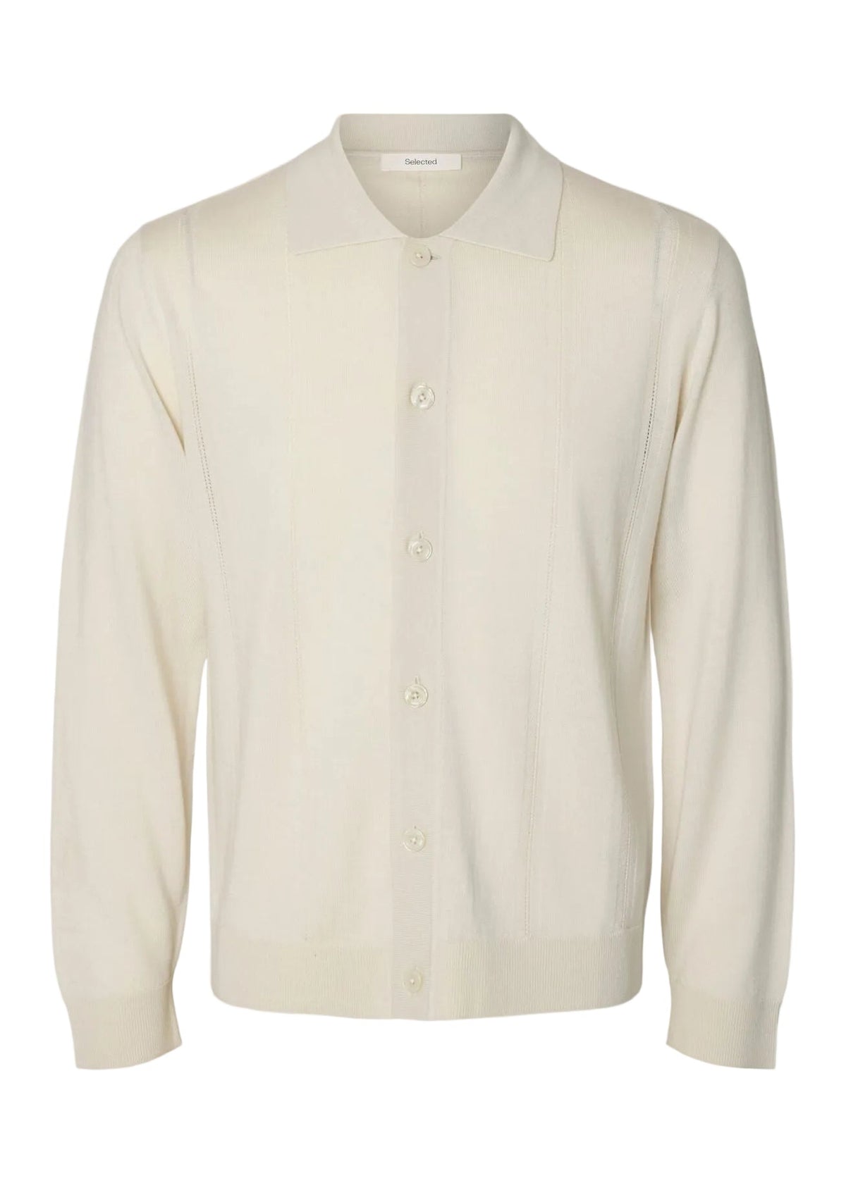 Selected Cardigan da uomo in lana merino Tray panna
