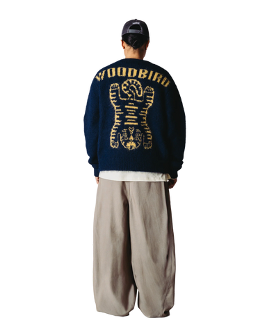 Woodbird Maglione con zip da uomo Koon Zip Tiger blu