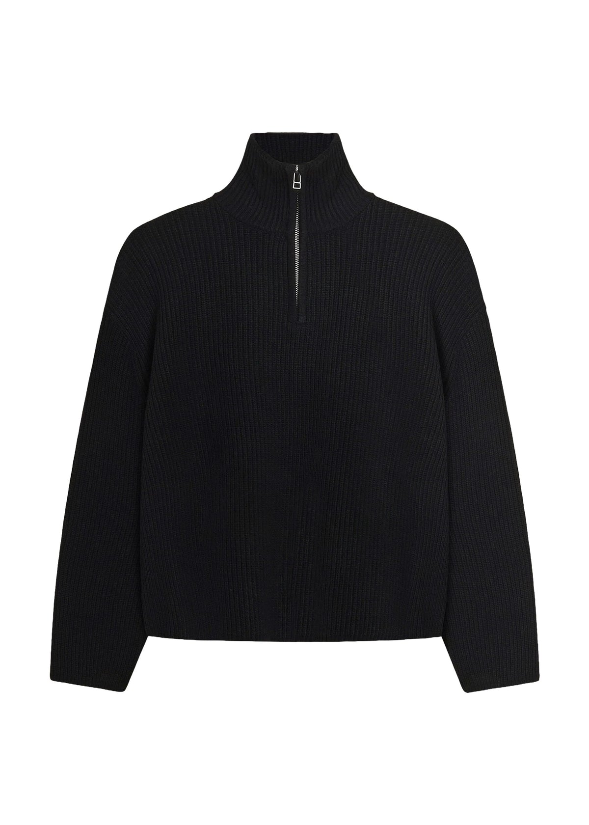 Woodbird Maglione in lana mezza zip da uomo Lee Half Zip nero