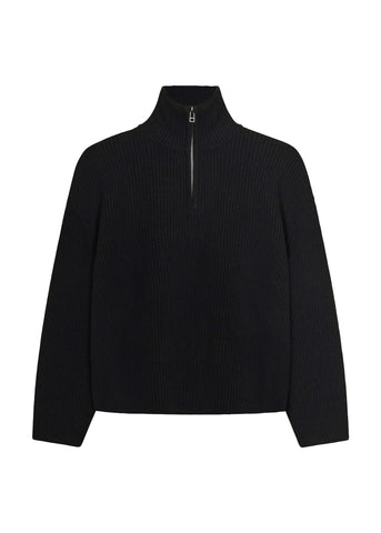 Woodbird Maglione in lana mezza zip da uomo Lee Half Zip nero