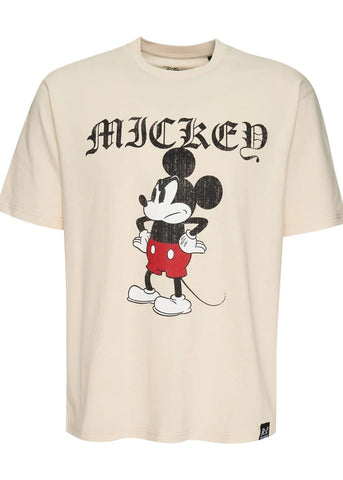 Recovered T-Shirt da uomo manica corta Grumpy Mickey beige