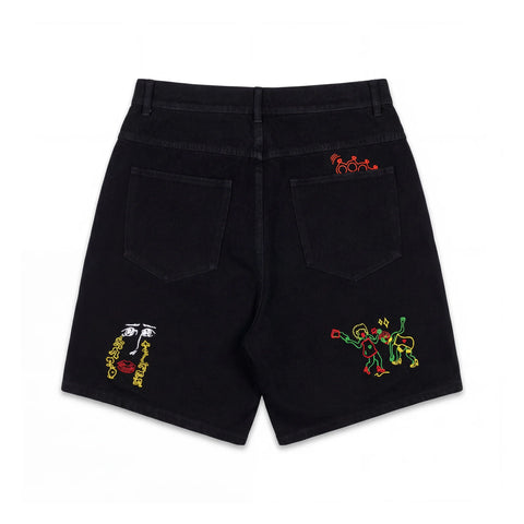 Pas De Mer Pantaloncino in jeans da uomo Sbugnine nero