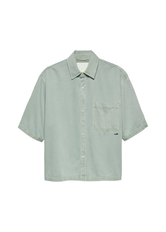 New Amsterdam Camicia da uomo manica corta Denim Button verde