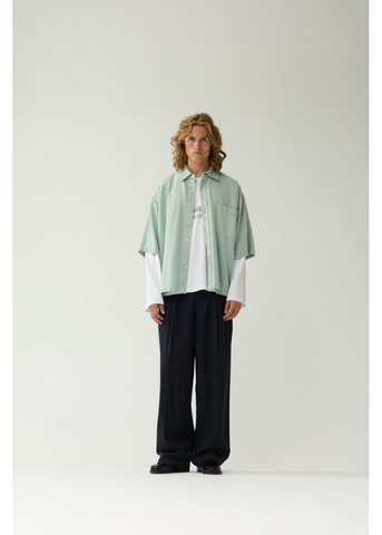 New Amsterdam Camicia da uomo manica corta Denim Button verde