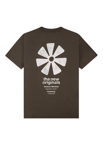 The New Original T-Shirt da uomo manica corta Ananse Adinkra marrone