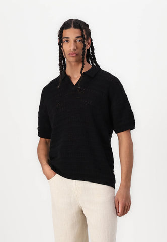 Only & Sons Maglia a polo traforata da uomo Grayson nera