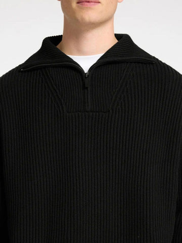 Selected Maglia con mezza zip da uomo Dry nera