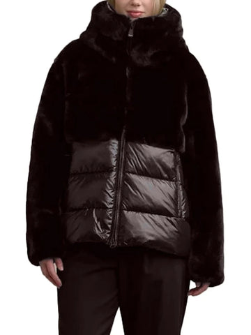 Blauer Giacca da donna nylon con pelliccia Fanevil marrone