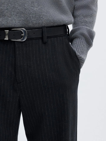 Selected Pantalone gessato da uomo Loose Luke blu