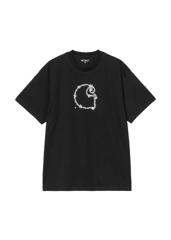 Carhartt Wip Herren-T-Shirt mit Stacheldrahtmuster und kurzen Ärmeln in Schwarz