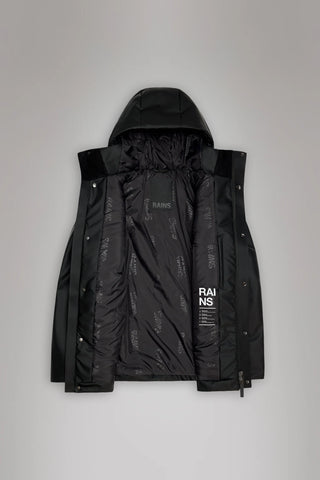Rains Giacca Parka impermeabile da uomo W3T3 nera