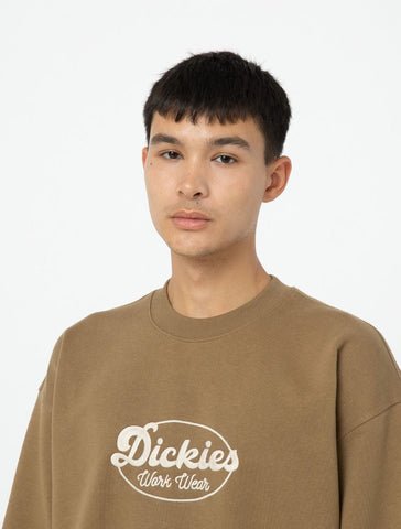 Dickies Men's Gridley crewneck sweatshirt in dark beige