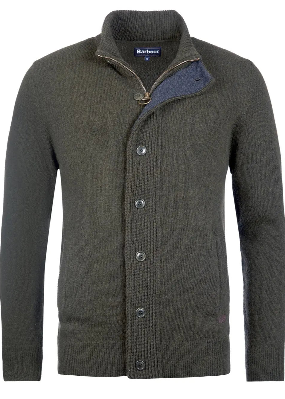 Barbour Maglione da uomo con zip Patch verde