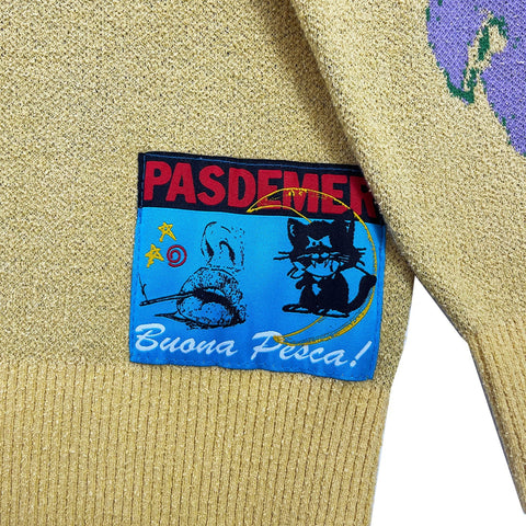 Pas De Mer Maglione girocollo da uomo Fish giallo