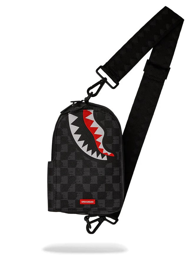 Sprayground Unisex Drip Check Shark Pouch Black